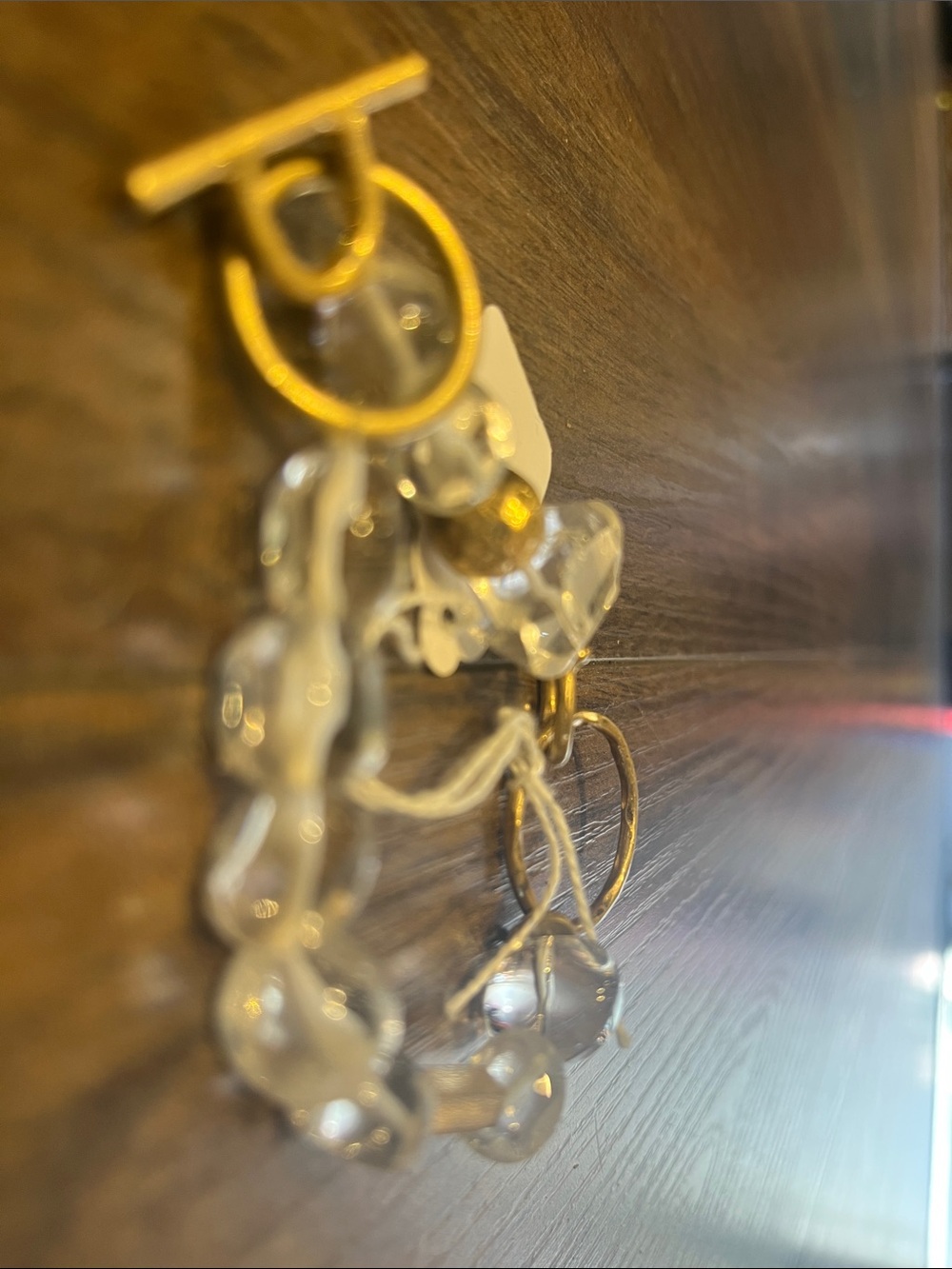Gold Toned Chain Bracelet with Clear Beads